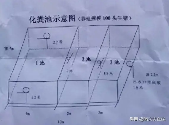 100头生猪养殖规模化粪池设计示意图参考